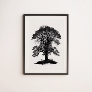 PRINTABLE Minimalist Oak Tree Poster -  Black and White Art