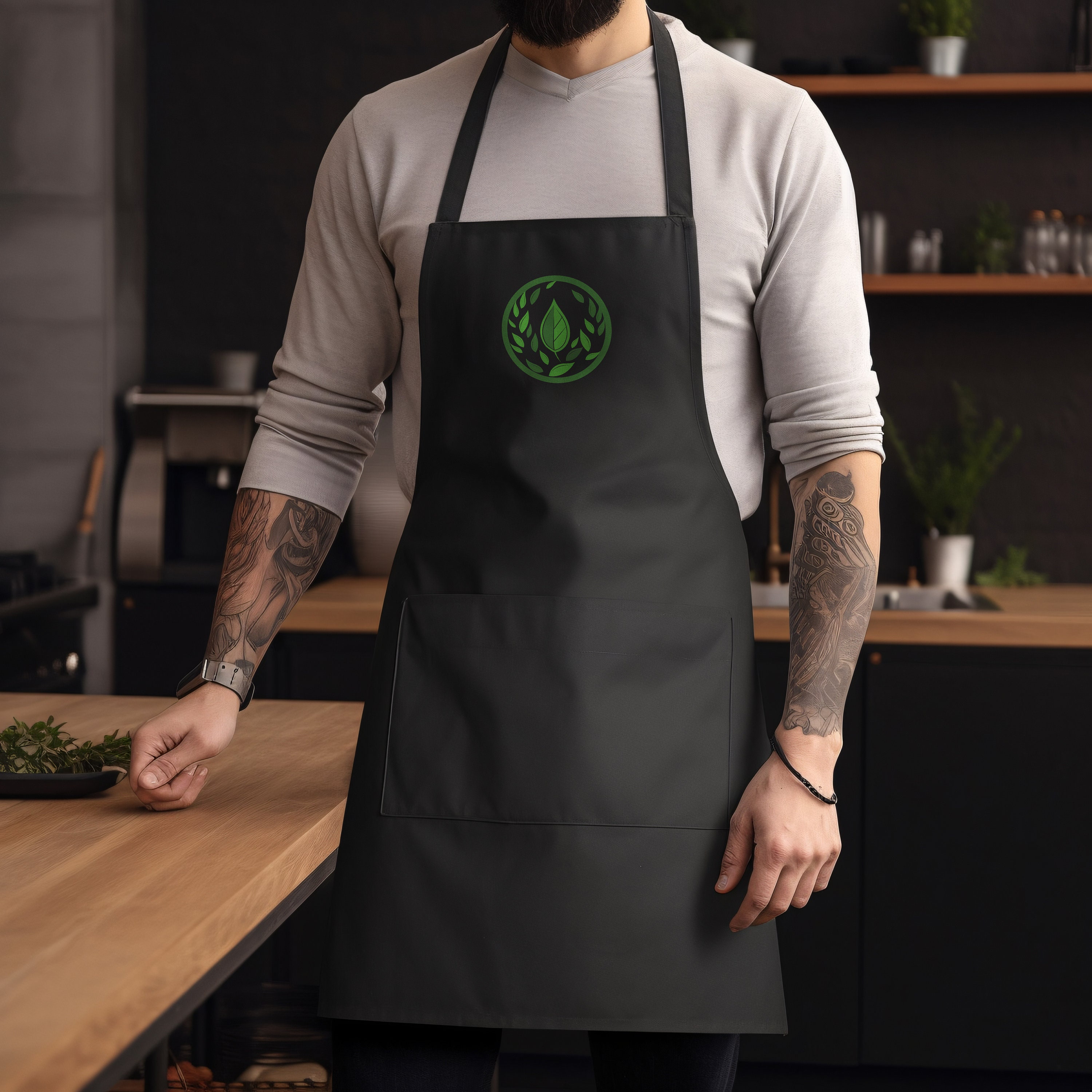 Minimalist Black Apron Mockup for the Modern Chef Emphasizing Minimalist Black Apron Mockup for the Modern Chef Emphasizing