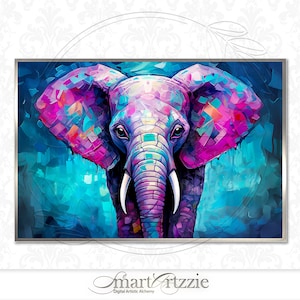 Vibrant Elephant Art Print - Abstract Wildlife Decor, Modern Safari Animal, Instant Download