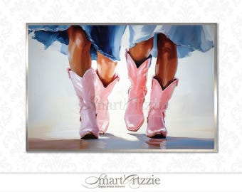Pink Cowgirl Boots Art Print: Modern Western Decor (Digital Download)