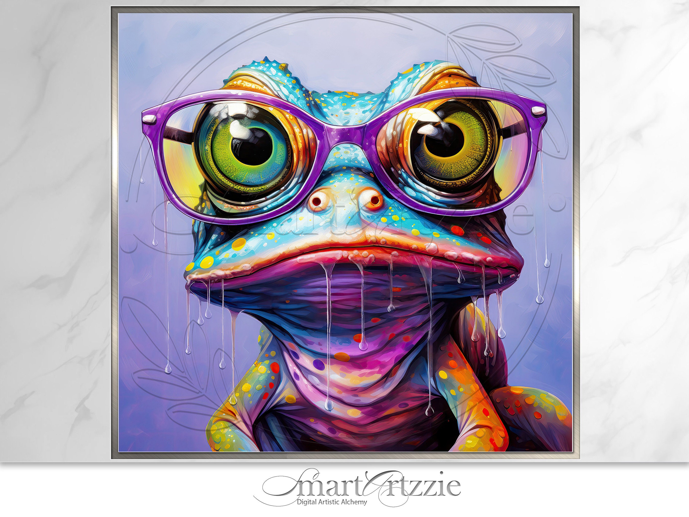 手書き油絵 glasses frog 額付 絵画 インテリア 油彩画 手書き油絵 glasses frog 額付 絵画 インテリア 油彩画 手書き油絵