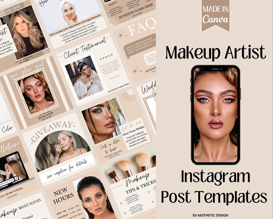 Makeup Artist Instagram Post Templates | Beauty Skincare Template ...