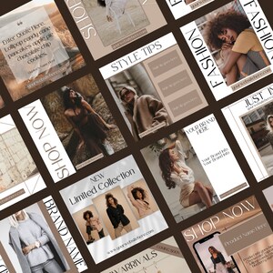 Instagram Post Template Fashion | 60 Instagram Posts | Neutral Fashion Instagram Influencer Template | Fashion Brand Instagram Post | Canva image 4