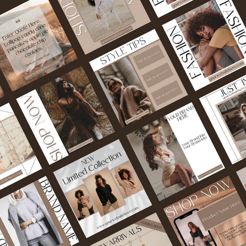 Instagram Post Template Fashion | 60 Instagram Posts | Neutral Fashion Instagram Influencer Template | Fashion Brand Instagram Post | Canva image 4