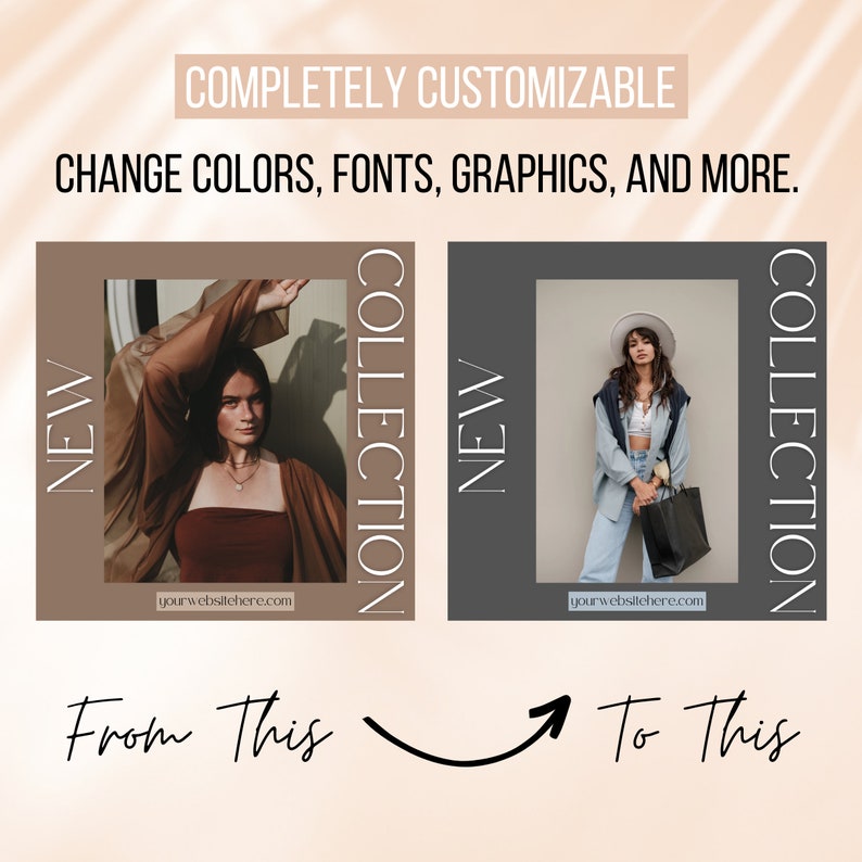 Instagram Post Template Fashion | 60 Instagram Posts | Neutral Fashion Instagram Influencer Template | Fashion Brand Instagram Post | Canva image 5