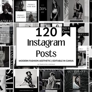 Instagram-sjabloon Mode | 120 Instagram-berichten | Sjabloon voor sociale media | Moderne mode Instagram | Modemarketing Instagram | Kanva