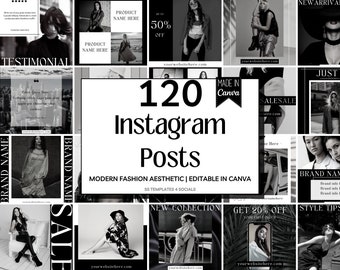 Modello Instagram Moda / 120 post Instagram / Modello social media / Instagram moda moderna / Instagram marketing moda / Canva