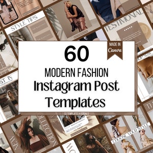 Instagram Post Template Fashion | 60 Instagram Posts | Neutral Fashion Instagram Influencer Template | Fashion Brand Instagram Post | Canva