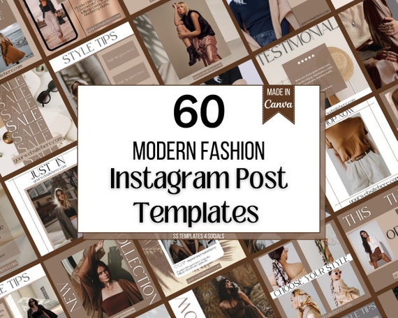 Instagram Post Template Fashion | 60 Instagram Posts | Neutral Fashion Instagram Influencer Template | Fashion Brand Instagram Post | Canva