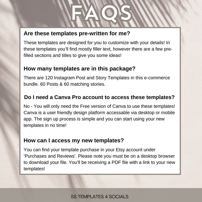 Faqs Template Instagram Ecommerce Social Media Template | Business Instagram Template | Product ...
