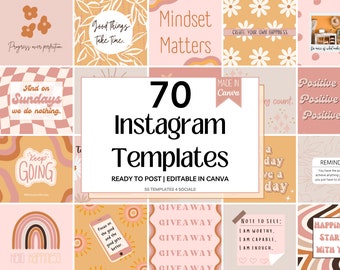 70 Instagram Templates | Instagram Post Templates | Instagram Story Templates For Instagram | Canva Template | Ready To Post Instagram