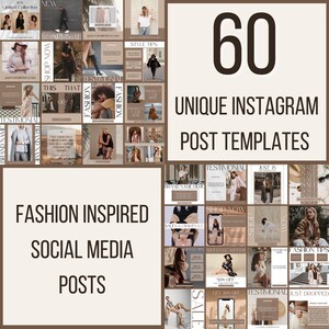 Instagram Post Template Fashion | 60 Instagram Posts | Neutral Fashion Instagram Influencer Template | Fashion Brand Instagram Post | Canva image 2