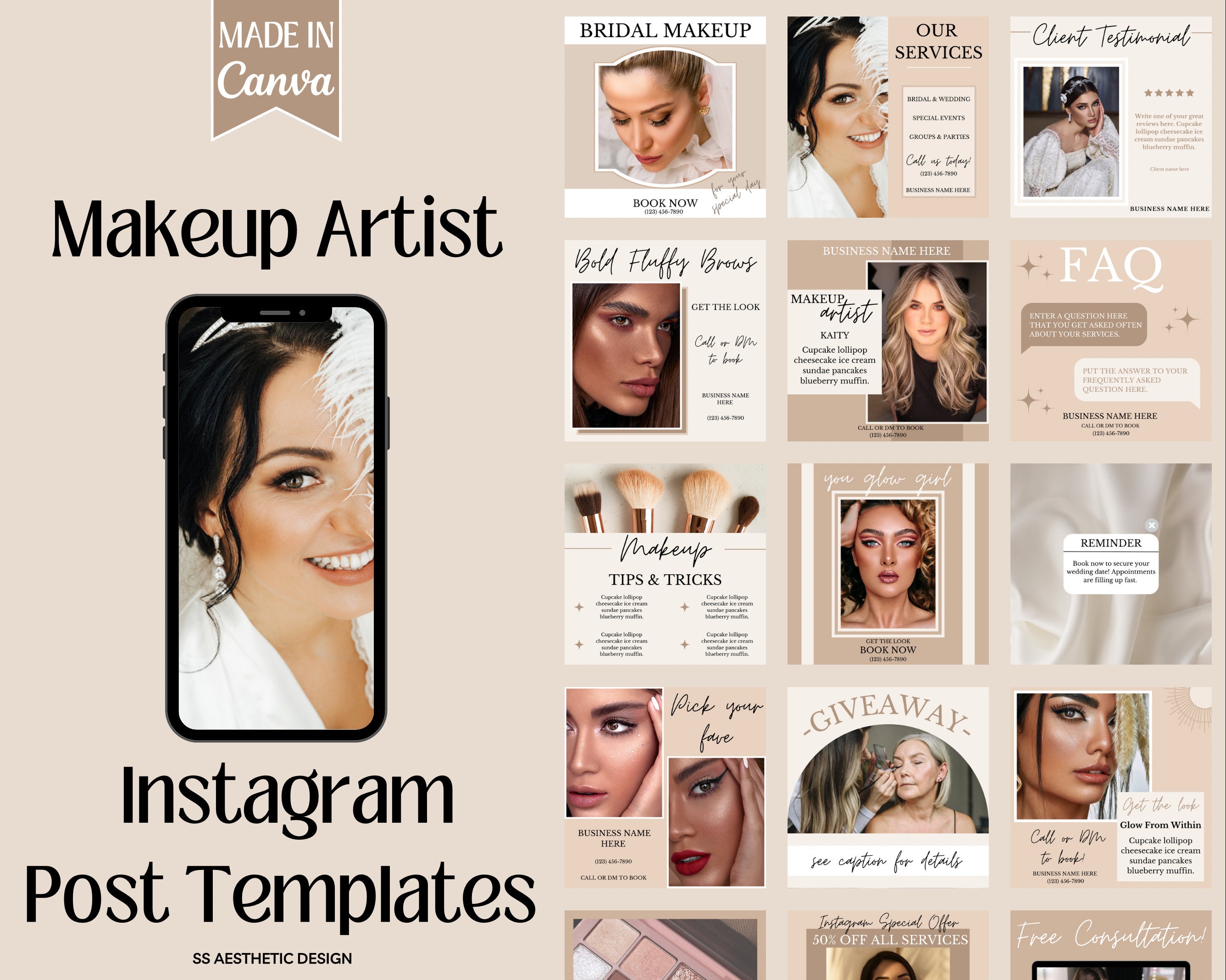 Makeup Artist Instagram Post Templates | Beauty Skincare Template ...