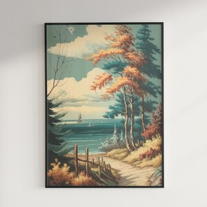 Fall Vintage Coastal Painting House Gift Wall Art Decor  PRINTABLE Beach house decor