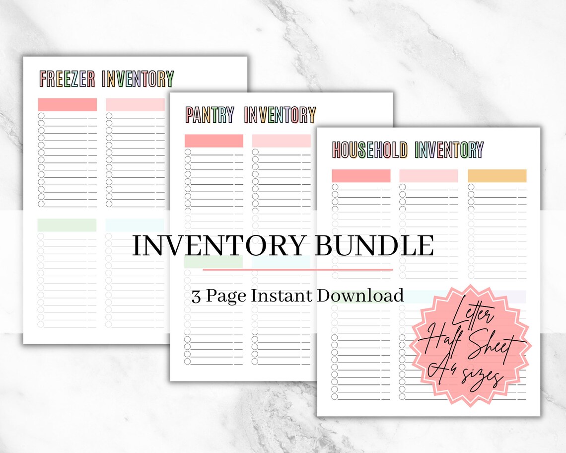 Printable Home Inventory Bundle, Freezer Inventory, Pantry Inventory ...