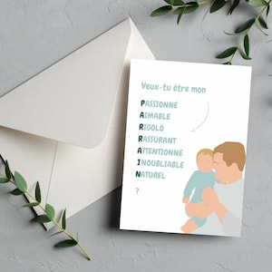 Carte parrain - Demande parrain - Annonce parrain - Demande parrain originale - Cadeau parrain - Souvenir moment fort - Souvenir demande