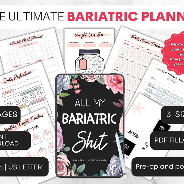The Ultimate Bariatric Surgery Planner, Gastric Sleeve Pre-Op Post-Op Printables, RNY Gastric Bypass Journal, VSG Diary, Goal & Measurements