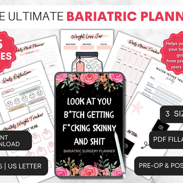 The Ultimate Bariatric Surgery Planner, Gastric Sleeve Pre-Op Post-Op Printables, RNY Gastric Bypass Journal, VSG Diary, Goal & Measurements