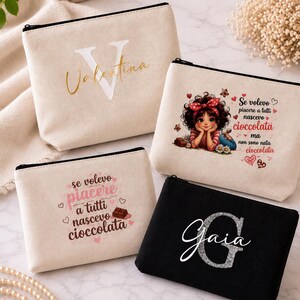 Pochette Make-Up Personalizzata con Nome - Beauty Bag Personalizzata - Pochette Porta Cosmetici - Idea Regalo Donna -Pochette Trucco da Via