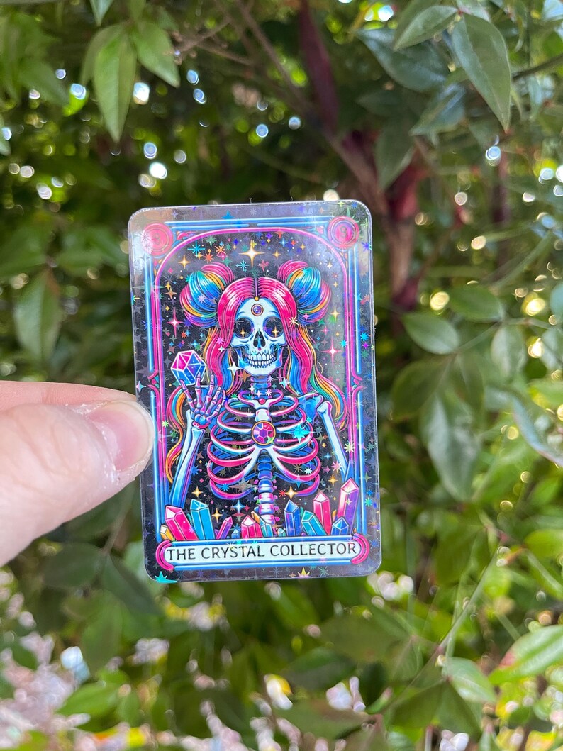 Tarot Card the Crystal Collector Sticker - Holographic - Gemstones ...