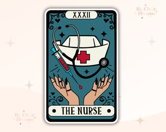 Tarot Card The Nurse Sticker - Holographic -  Nursetok - Kindle Sticker