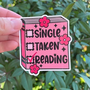 Single Taken Reading Book Sticker - Funny Valentines - Book Stickers ...