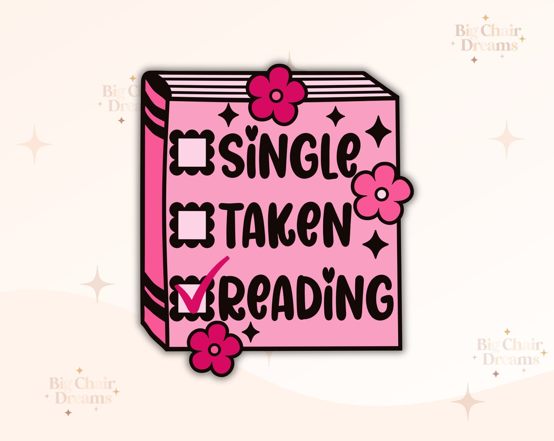 Single Taken Reading Book Sticker - Funny Valentines - Book Stickers ...