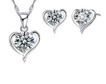 Elegant Silver Love Necklace and Earring Set Spiral 925 Sterling Silver Necklace Earrings Pendant Set  main image 3