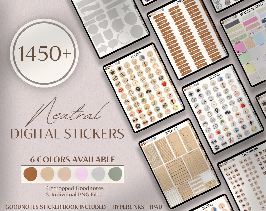 Daily Digital Sticker Book for Goodnotes, PNG Files of Digital Stickers ...