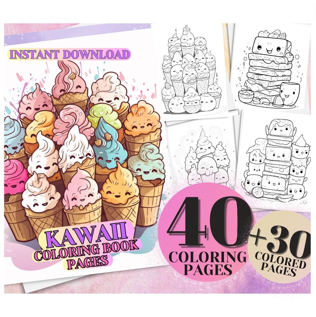Kawaii Coloring Pages 40 Pages Cute Coloring Pages for Kids and Adults