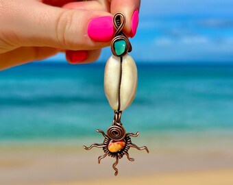 Cowrie sunshine shell pendant