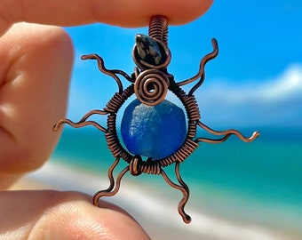 Sea glass sun pendant