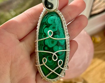 Malachite ying yang pendant