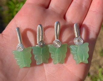 Green aventurine butterfly pendants