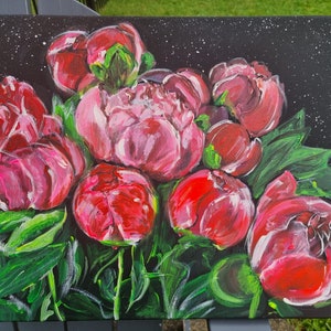 Peonies on Black Background