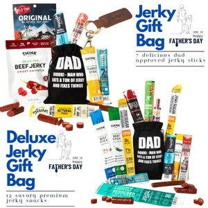 Custom Father's Day Gifts - Exotic Assortment of High Protein Snacks Gift, Premium Jerky Snacks, Awesome Dad Gift, Personalized Keychain
