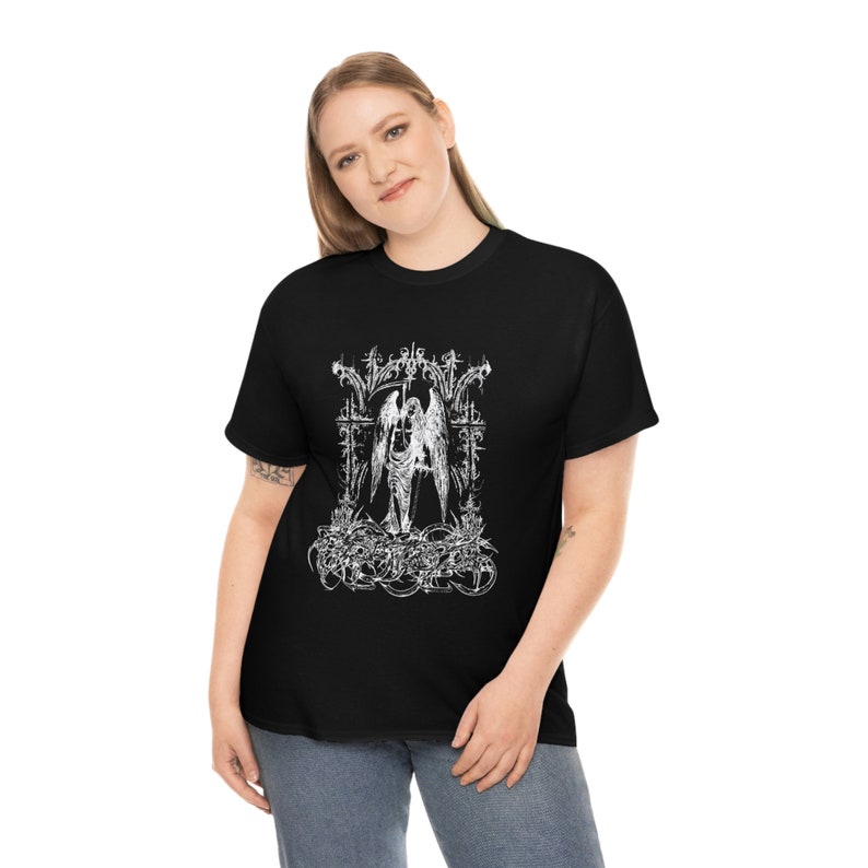 Print T-Shirt Angel Black Round Neck Reflective Cyber main image 1