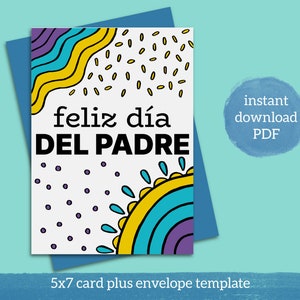 Fathers Day in Spanish printable card PDF 2 designs plus envelope template