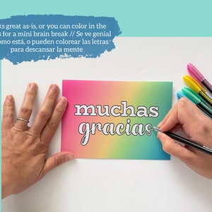 Printable Spanish Thank You Card Rainbow Gracias Note Cards to Print at ...