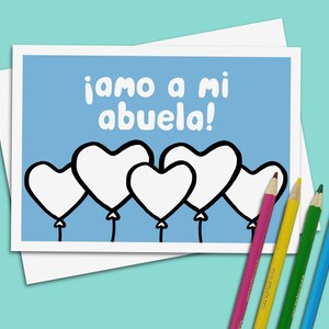 Kaart voor Abuela Happy Grandparents Day Abuela 5 x 7 kaart om in het Spaans te kleuren