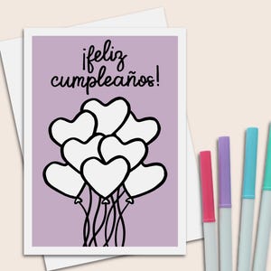 Feliz cumpleaños card Biglietto di compleanno spagnolo da colorare in carta 5x7 e busta