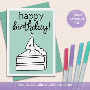 Biglietto di buon 4° compleanno da colorare stampabile