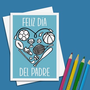 Fathers Day card in Spanish easy Día del Padre craft 5x7 coloring card and envelope