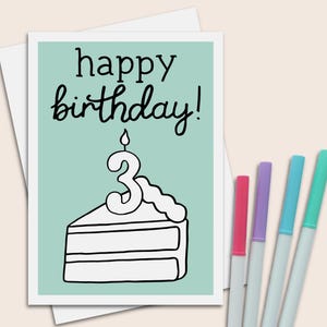 3 cartes d'anniversaire pour petite-fille, petit-fils, ami, 5 x 7 cartes d'anniversaire à colorier avec enveloppe