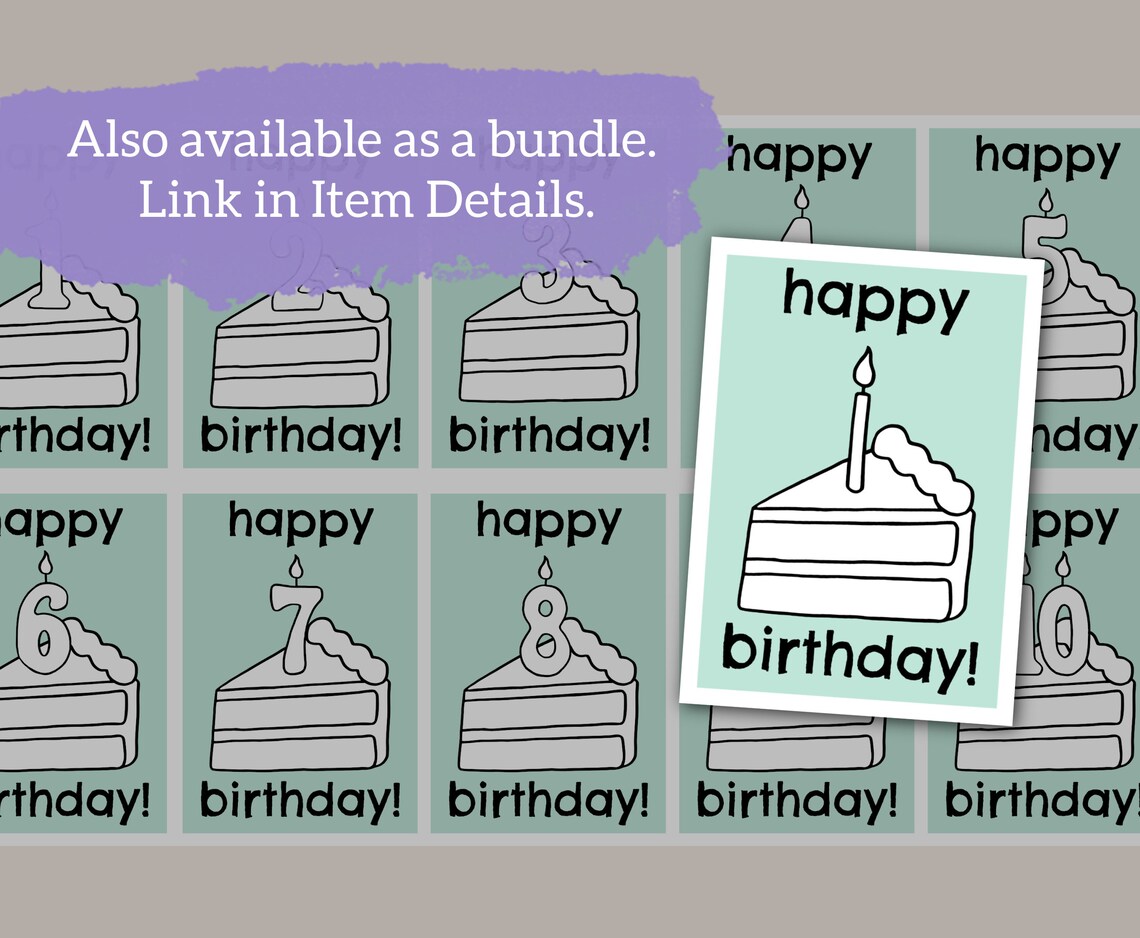 Printable Foldable 5th Happy Birthday Coloring Card 5 - Etsy