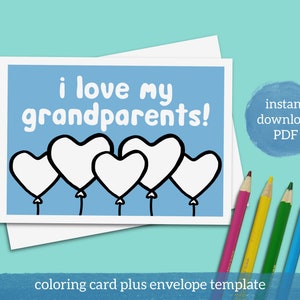 Tarjeta del día de los abuelos imprimible para abuela abuelo con sobre y postal extra