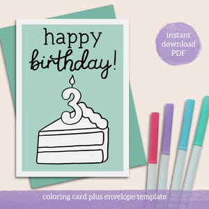 3 Geburtstagskarte Happy 3 Geburtstagskarten zum ausmalen