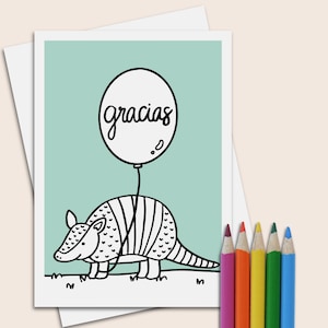 muchas gracias tarjetas de agradecimiento con armadillo