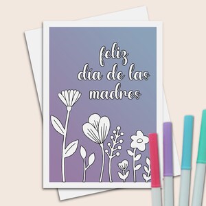 Biglietto per la festa della mamma in spagnolo. Auguri per la festa della mamma, biglietto 5x7 e busta.
