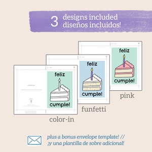 Feliz Cumpleaños Happy Birthday Cards in Spanish Printable Coloring ...